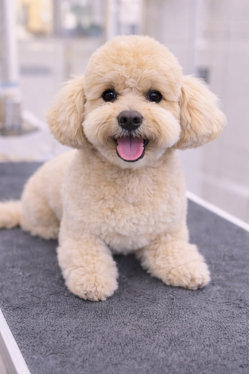 Groomed toy poodle style photo